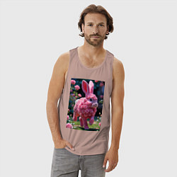 Майка мужская хлопок Кролик из роз, цвет: пыльно-розовый — фото 2