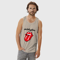 Майка мужская хлопок Rolling Stones - logo, цвет: миндальный — фото 2