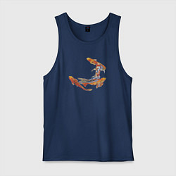 Майка мужская хлопок Карпы кои рыбы, цвет: тёмно-синий