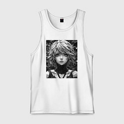 Мужская майка Аниме портрет девушки в черно-белом цвете
