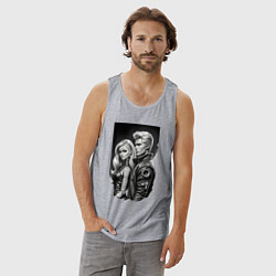 Майка мужская хлопок Барби и Кен - киберпанк эскиз, цвет: меланж — фото 2