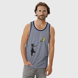 Майка мужская хлопок Девочка и банан, цвет: синяя тельняшка — фото 2