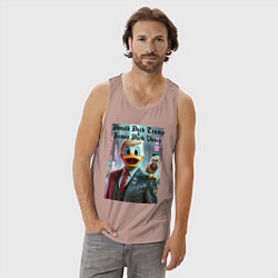 Майка мужская хлопок Donald Duck Trump and James Duck Vance, цвет: пыльно-розовый — фото 2