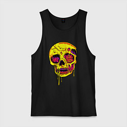 Майка мужская хлопок Желтый растекшийся череп, цвет: черный