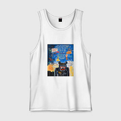 Майка мужская хлопок Ярко синее граффити с медведем, цвет: белый