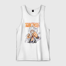 Майка мужская хлопок Ванпис Монки Д Луффи молния, цвет: белый