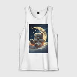 Мужская майка Плюшевый мишка сидит на Луне