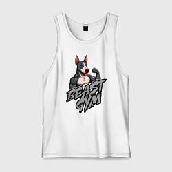 Майка мужская хлопок Beast gym dog, цвет: белый