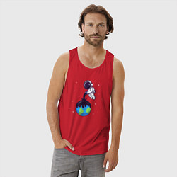 Майка мужская хлопок Звёздная планета, цвет: красный — фото 2