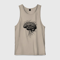 Майка мужская хлопок Мозг-дерево, цвет: миндальный