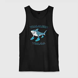 Майка мужская хлопок Тралалеро тралала, акула, итальянский мем, цвет: черный