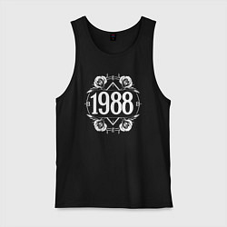 Майка мужская хлопок 1988 в цветах, цвет: черный