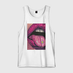 Майка мужская хлопок Губы девушки рисунок, цвет: белый
