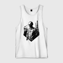 Майка мужская хлопок Промышленный труд нефтяника, цвет: белый