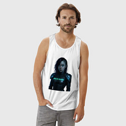 Майка мужская хлопок Билли Айлиш в космическом костюме, цвет: белый — фото 2