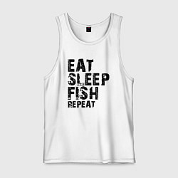 Майка мужская хлопок Eat sleep fish, цвет: белый