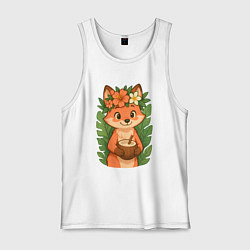 Майка мужская хлопок Тропическая лисичка, цвет: белый