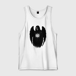 Майка мужская хлопок Bones с черными крыльями, цвет: белый