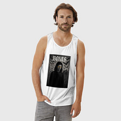 Майка мужская хлопок Bones с желтыми горящими глазами, цвет: белый — фото 2