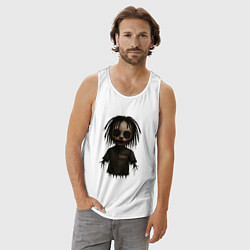 Майка мужская хлопок Bones хоррор кукла, цвет: белый — фото 2