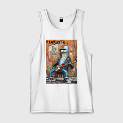 Майка мужская хлопок Гитарист Бендер - тяжёлый рок, цвет: белый