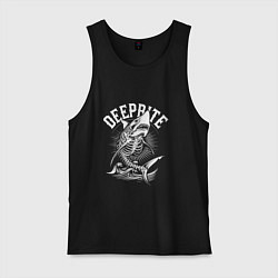 Майка мужская хлопок Рыбий скелет акулы, цвет: черный