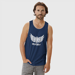Майка мужская хлопок Крылья регби, цвет: тёмно-синий — фото 2