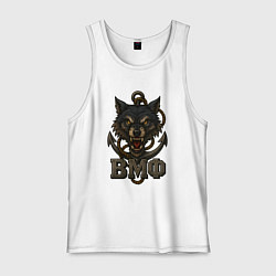 Майка мужская хлопок ВМФ волк, цвет: белый