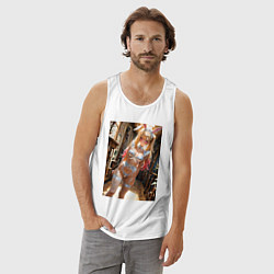 Майка мужская хлопок Марин Китагава в откровенном наряде кролика-горнич, цвет: белый — фото 2