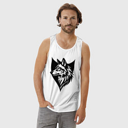 Майка мужская хлопок Волк на щите, цвет: белый — фото 2