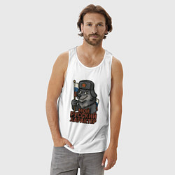 Майка мужская хлопок Мой русский характер - волк, цвет: белый — фото 2