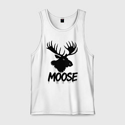 Майка мужская хлопок Черный лось с рогами, цвет: белый