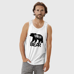 Майка мужская хлопок Черный медведь с полосами, цвет: белый — фото 2