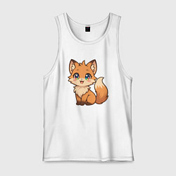 Майка мужская хлопок Кавайная лисичка, цвет: белый
