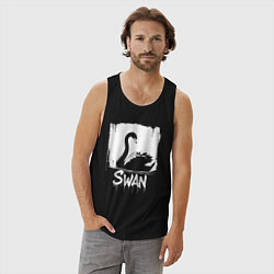 Майка мужская хлопок Лебедь в стиле граффити, цвет: черный — фото 2