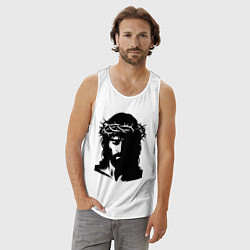 Майка мужская хлопок Иисус в венке, цвет: белый — фото 2