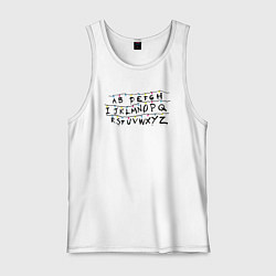 Майка мужская хлопок Очень странные дела гирлянда, цвет: белый