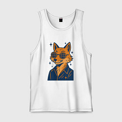 Майка мужская хлопок Лиса в очках, цвет: белый