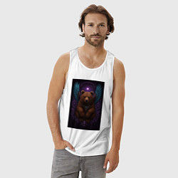 Майка мужская хлопок Духовный медведь, цвет: белый — фото 2