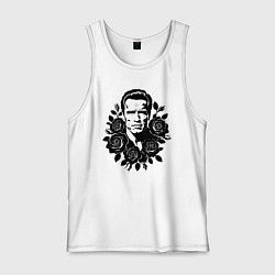 Майка мужская хлопок Арнольд Шварценеггер в цветах, цвет: белый