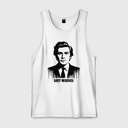Майка мужская хлопок Портрет Энди Уорхола в каплях краски, цвет: белый