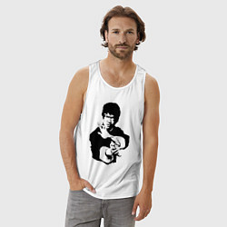 Майка мужская хлопок Брюс Ли силуэт, цвет: белый — фото 2