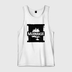 Майка мужская хлопок Мурманск в стрит-арт стиле, цвет: белый