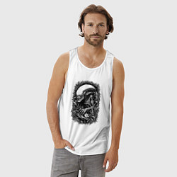 Майка мужская хлопок Ксеноморф в травяных зарослях, цвет: белый — фото 2