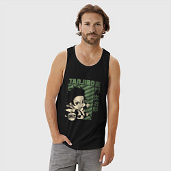 Майка мужская хлопок Тандзиро Камадо клинок, цвет: черный — фото 2