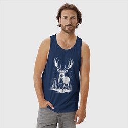 Майка мужская хлопок Зимний олень, цвет: тёмно-синий — фото 2