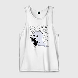 Мужская майка Призрак с котиком среди летучих мышей