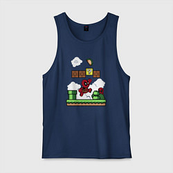 Майка мужская хлопок Deadpool Mario, цвет: тёмно-синий