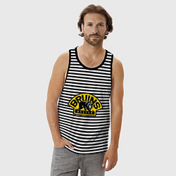 Майка мужская хлопок HC Boston Bruins Label, цвет: черная тельняшка — фото 2