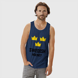 Майка мужская хлопок Swedish Hockey, цвет: тёмно-синий — фото 2